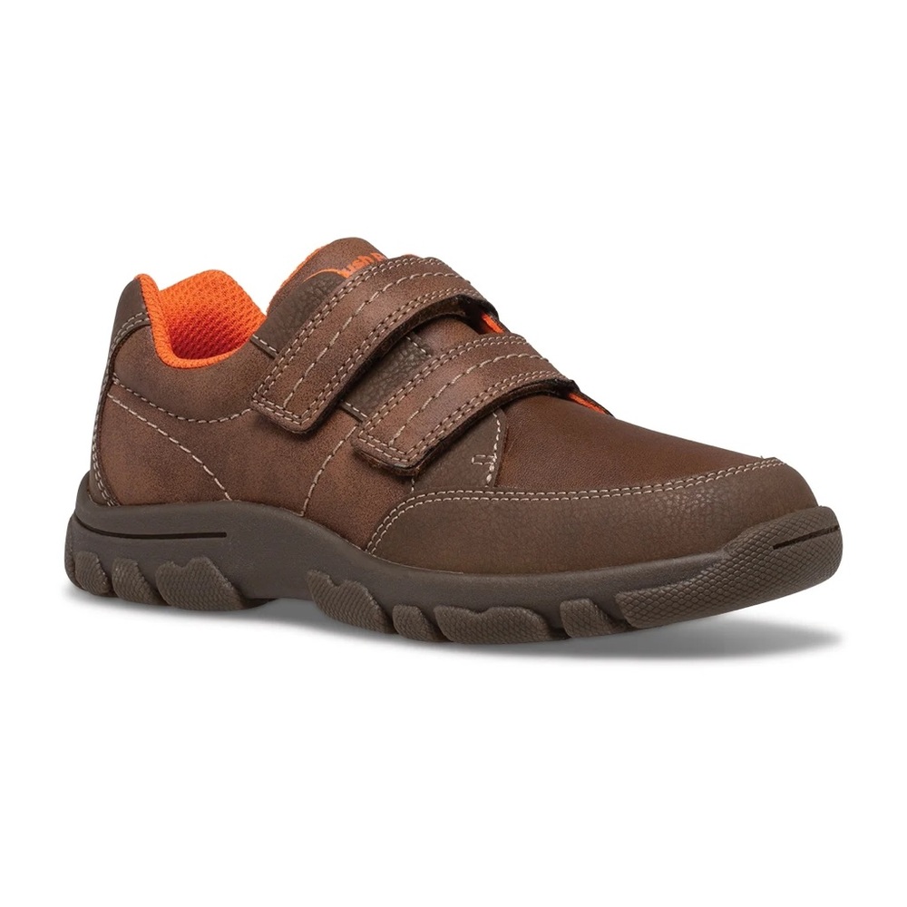 Size 4.5 wide Youth Hush Puppies Brown Kids Dual-Velcro Dress Sneaker